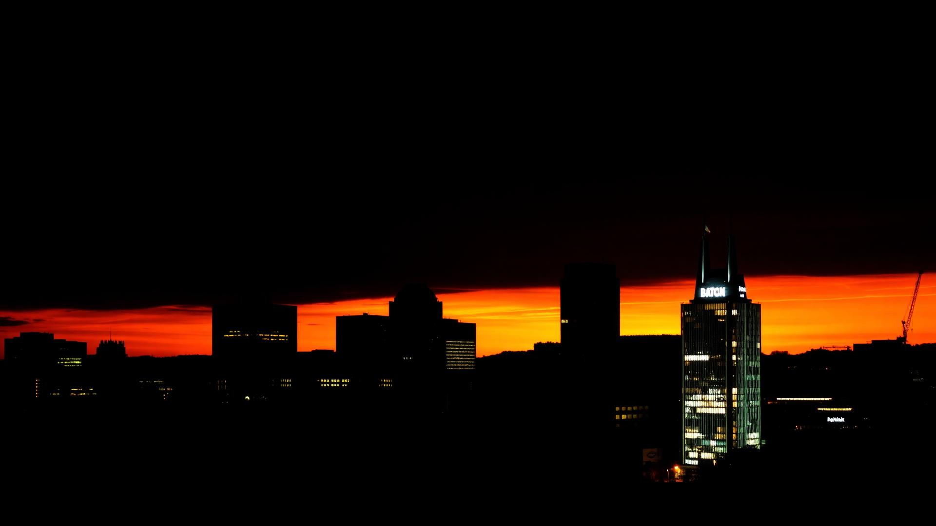 Nashville skyline at sunset